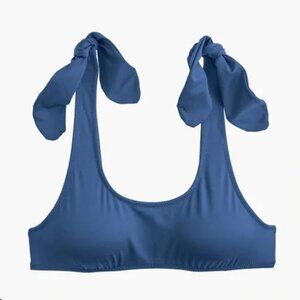 J. Crew Bikini Top Swim Suit Blue XXS Scoop Tie Top Women Unlined French Scoop
